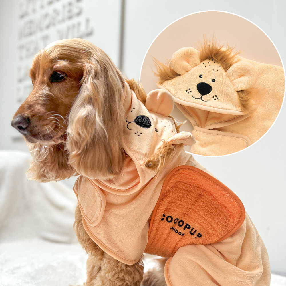 Roary the Lion Dog Drying Robe | Cocopup London