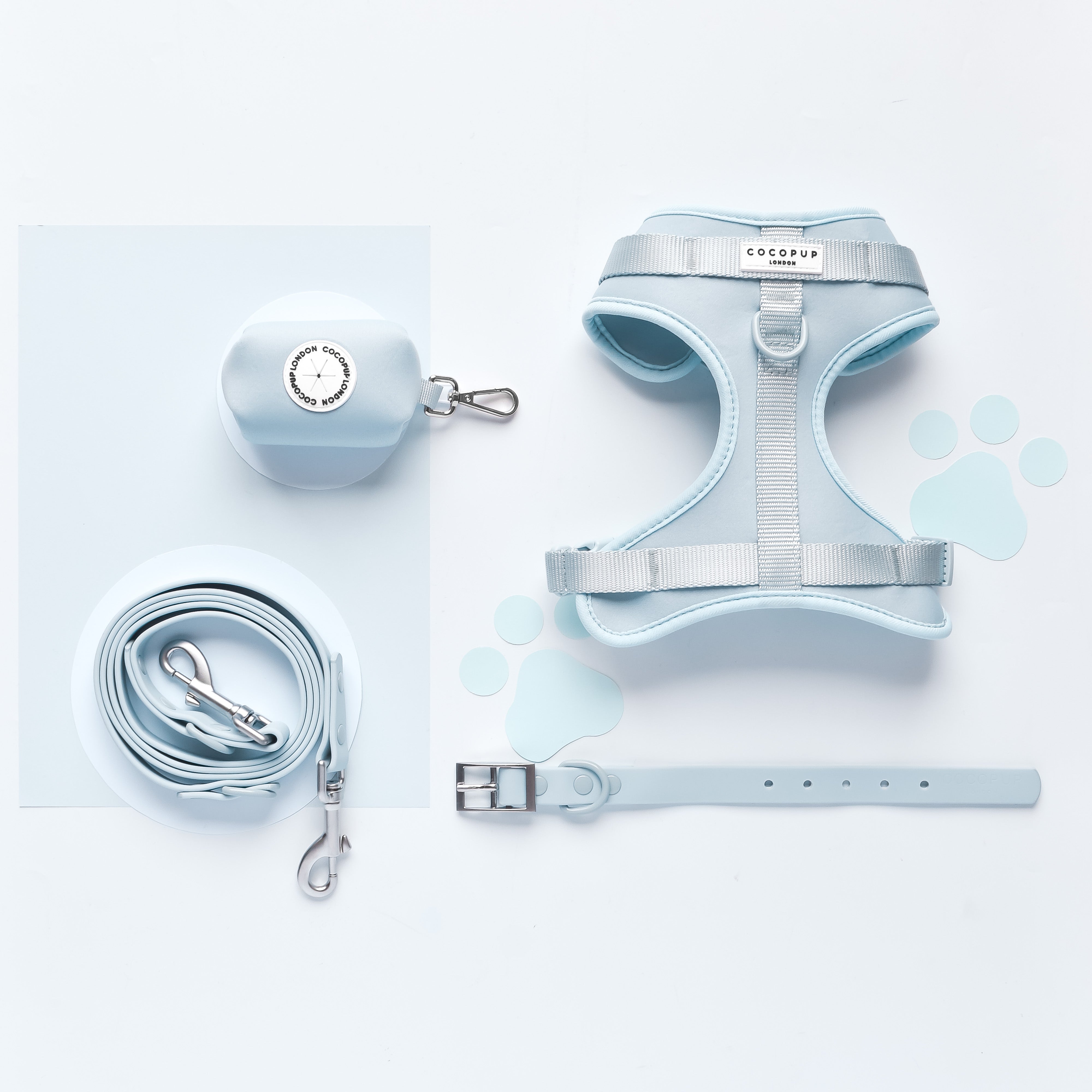 NAKD Adjustable Neck Harness, Lead, Collar and Poop Bag Holder Bundle