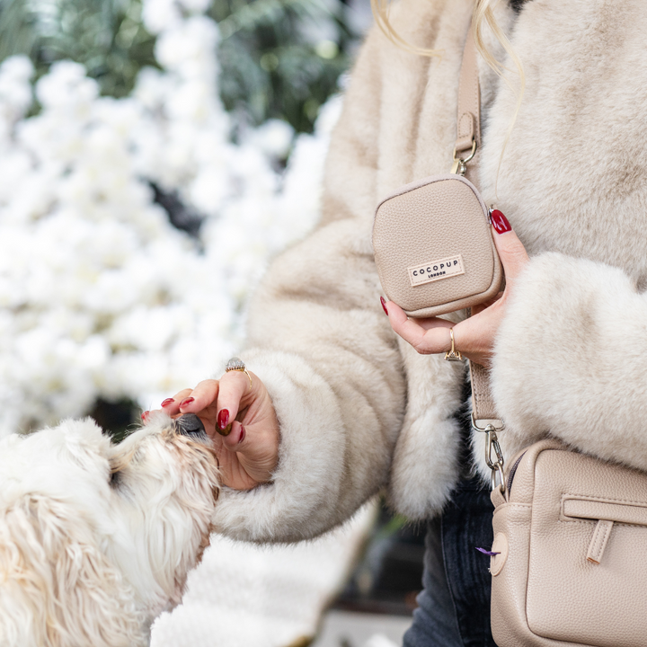 PU Leather Dog Walking Bag Bundle - Caramel