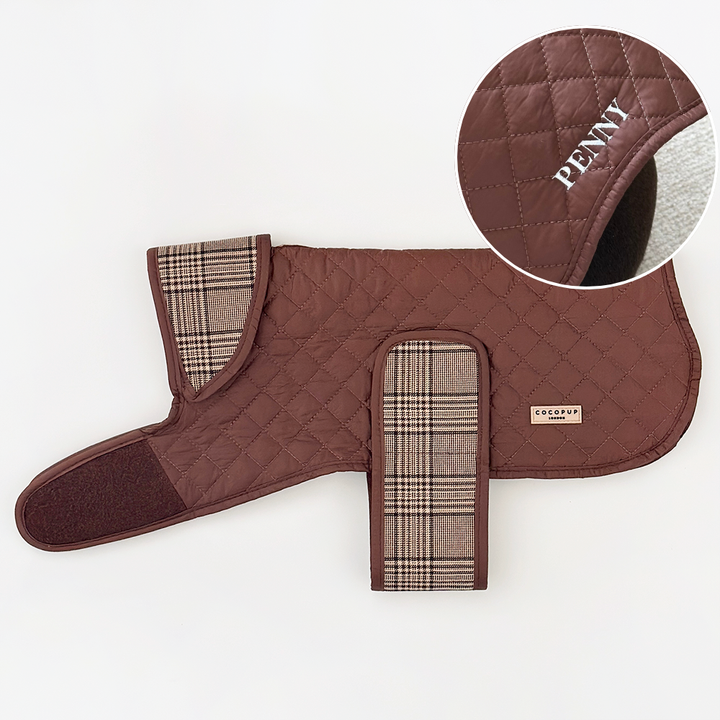 PERSONALISED Quilted Dog Coat - Pup Plaid