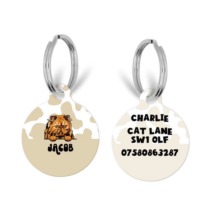 Personalised Cat Cartoon ID Tag - Nude Cow