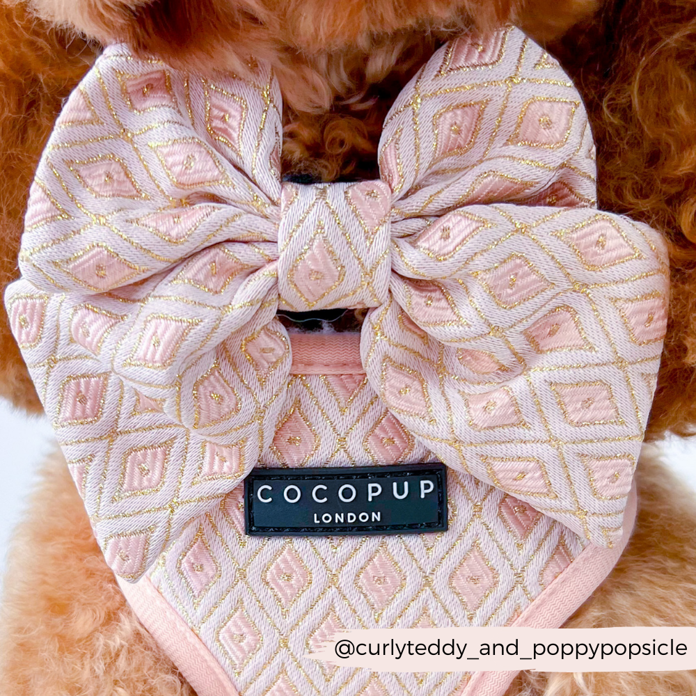 Luxe Embroidered Glitter Sailor Bow Tie - Puperella Pink