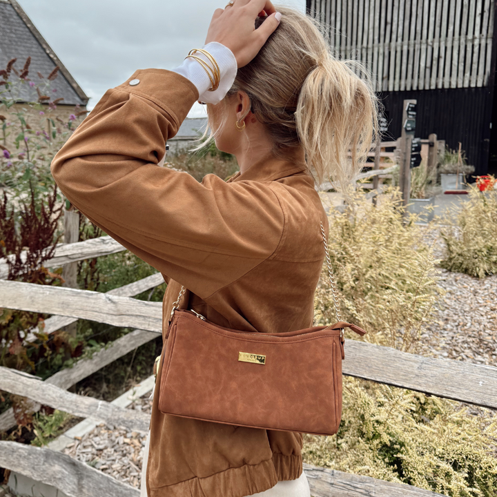 Dog Walking Bag - Tan Suedette