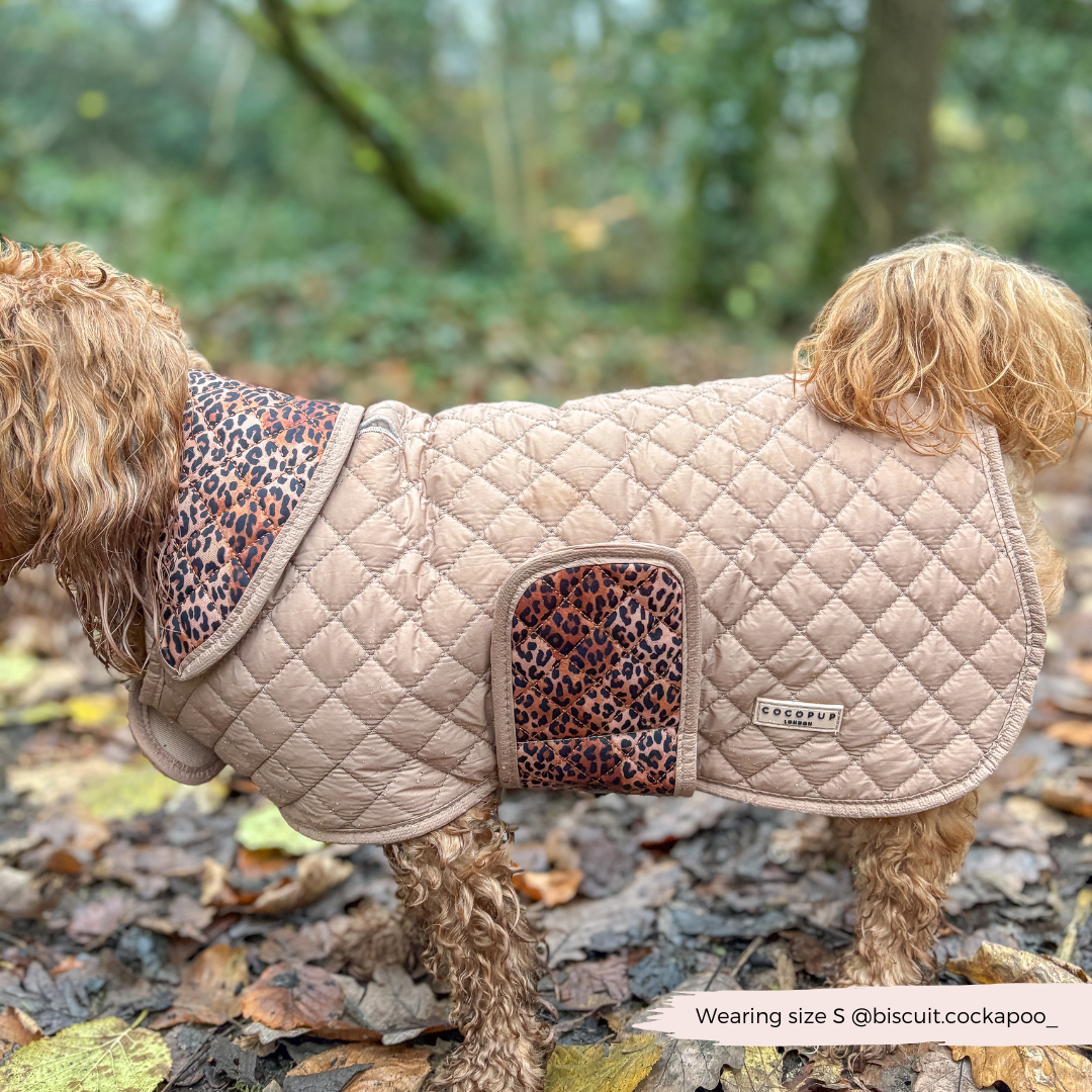 LUXE Quilted Dog Coat - Leopard Pup