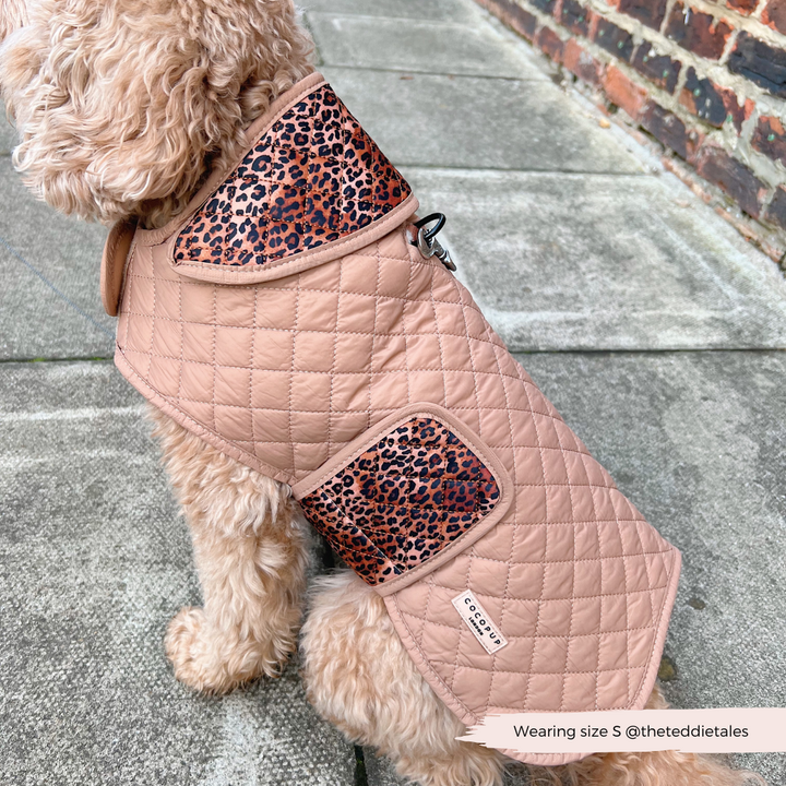 LUXE Quilted Dog Coat - Leopard Pup