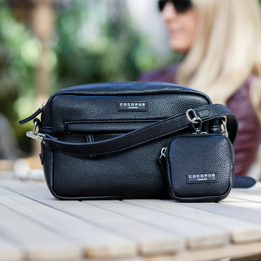 PU Leather Dog Walking Bag Bundle - Black