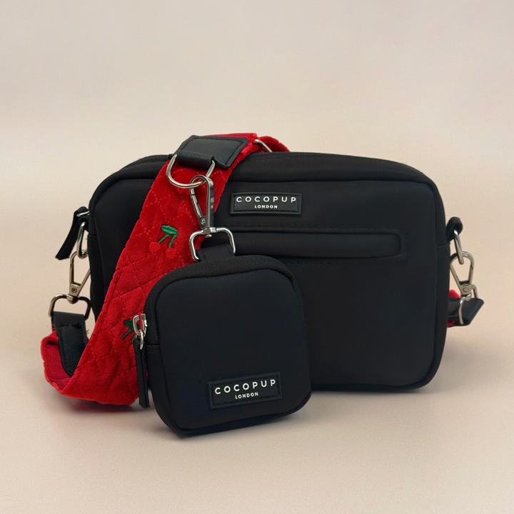Dog Walking Black Bag Bundle - Cherry Velvet Crush