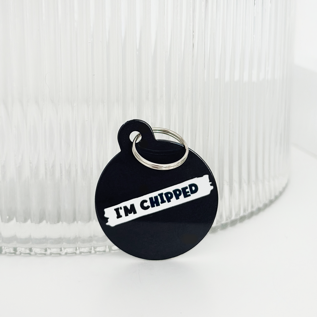 Personalised 'I'm Chipped' ID Tag - Black