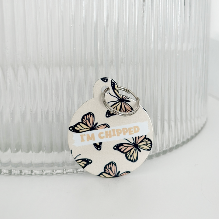 Personalised 'I'm Chipped' ID Tag - Boujee Butterfly