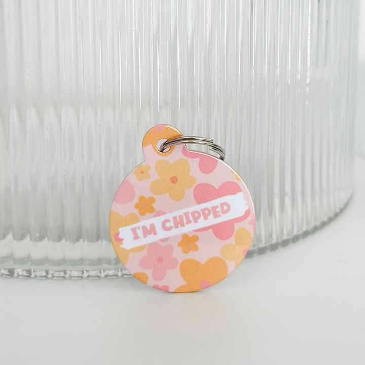 Personalised Dog 'I'm Chipped' ID Tag - Summer Bloom