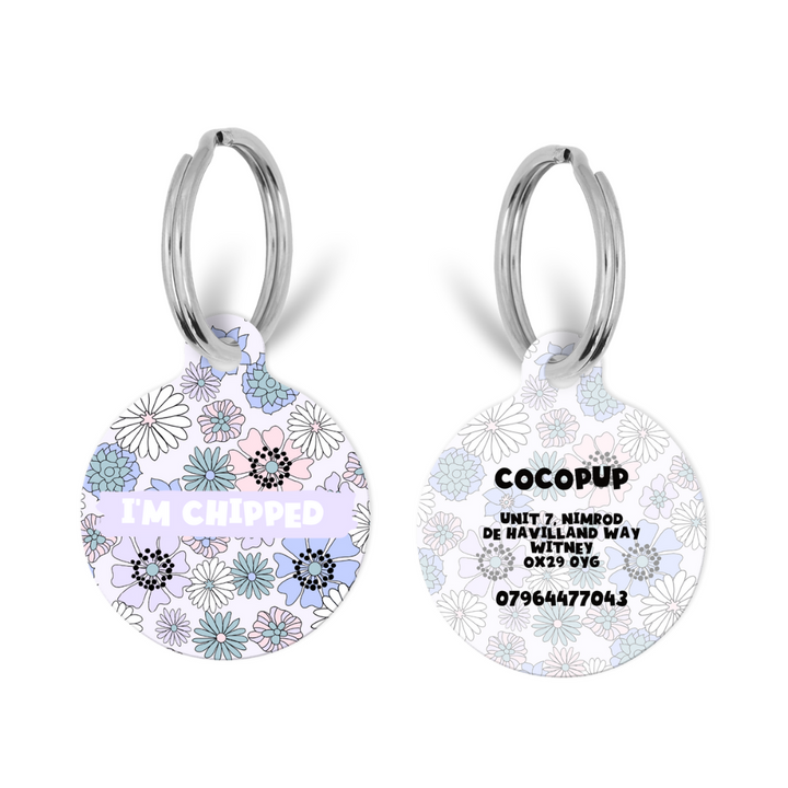 Personalised 'I'm Chipped' ID Tag - Pastel Flowers
