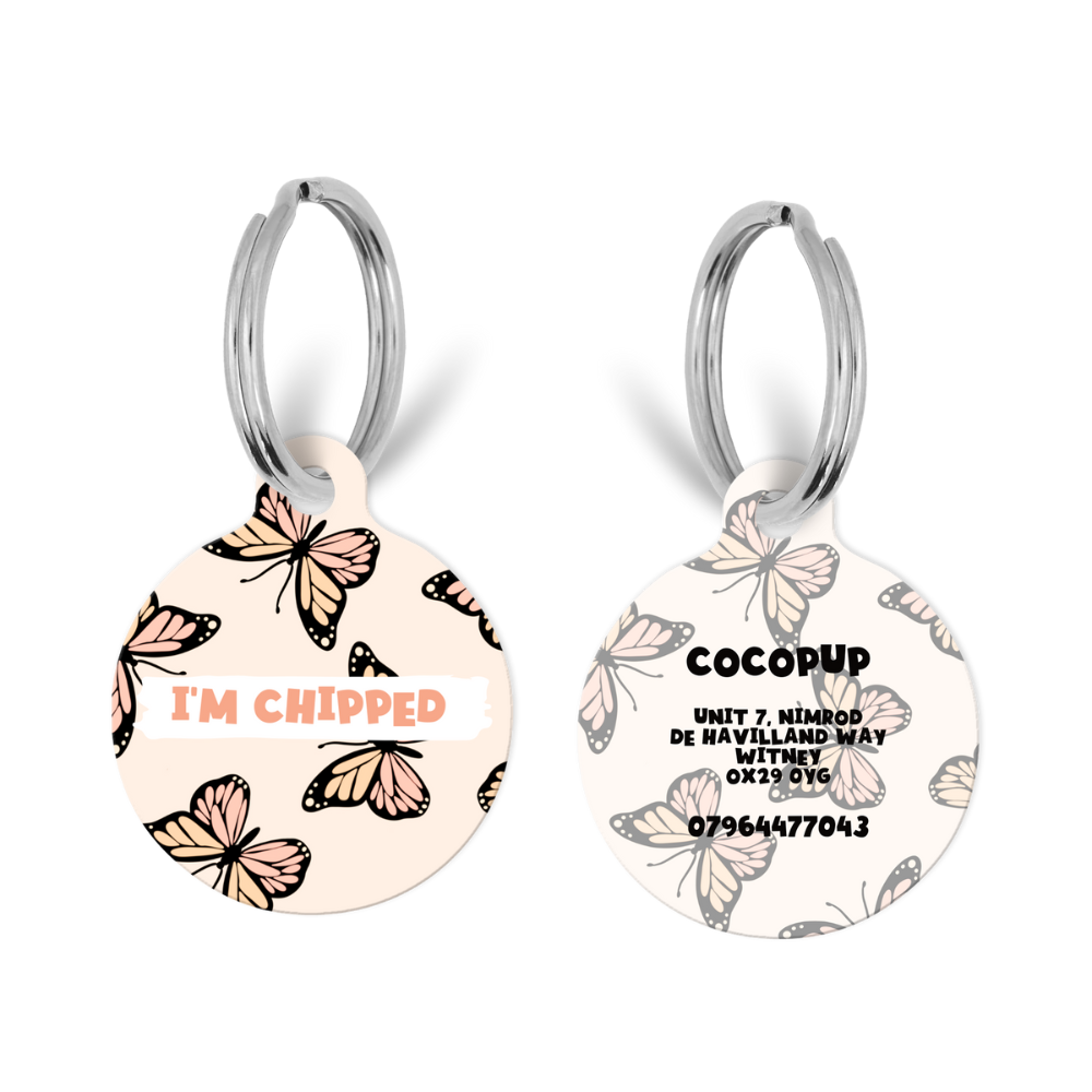 Personalised 'I'm Chipped' ID Tag - Boujee Butterfly