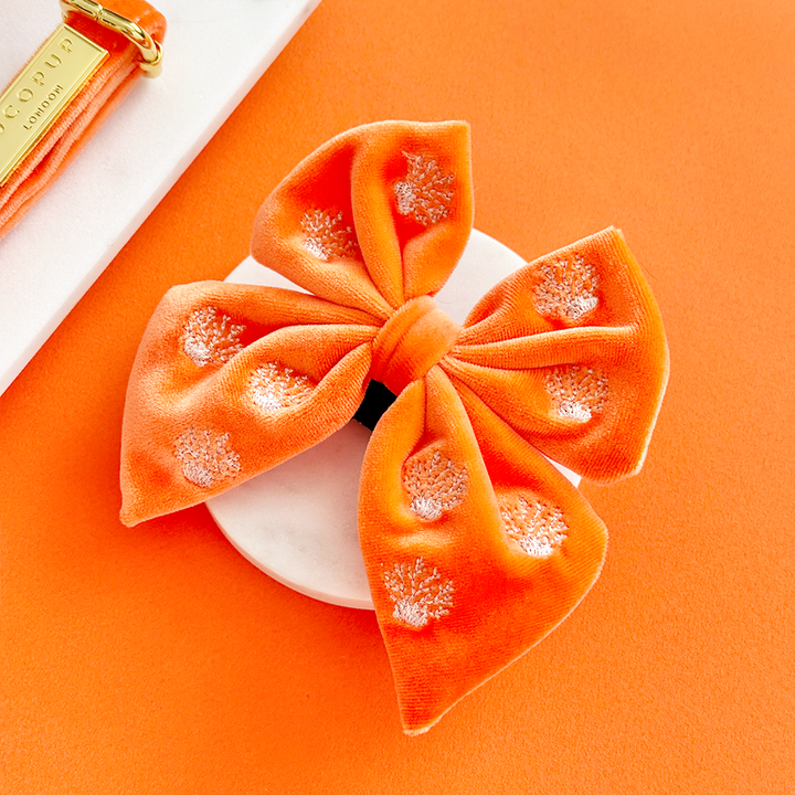 Luxe Velvet Sailor Bow Tie - Coral Core