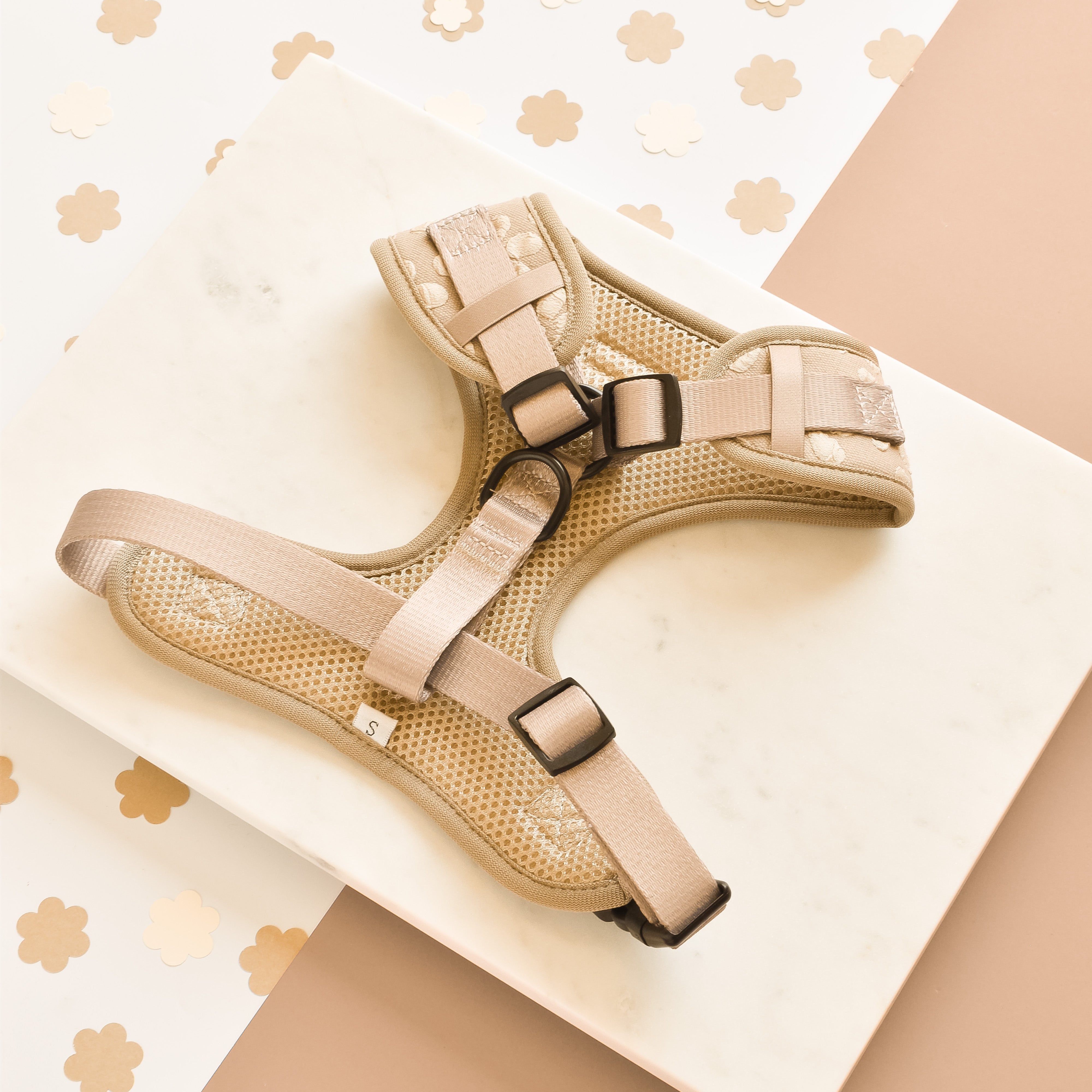 Luxe Adjustable Neck Dog Harness - Mocha Flower | Cocopup London