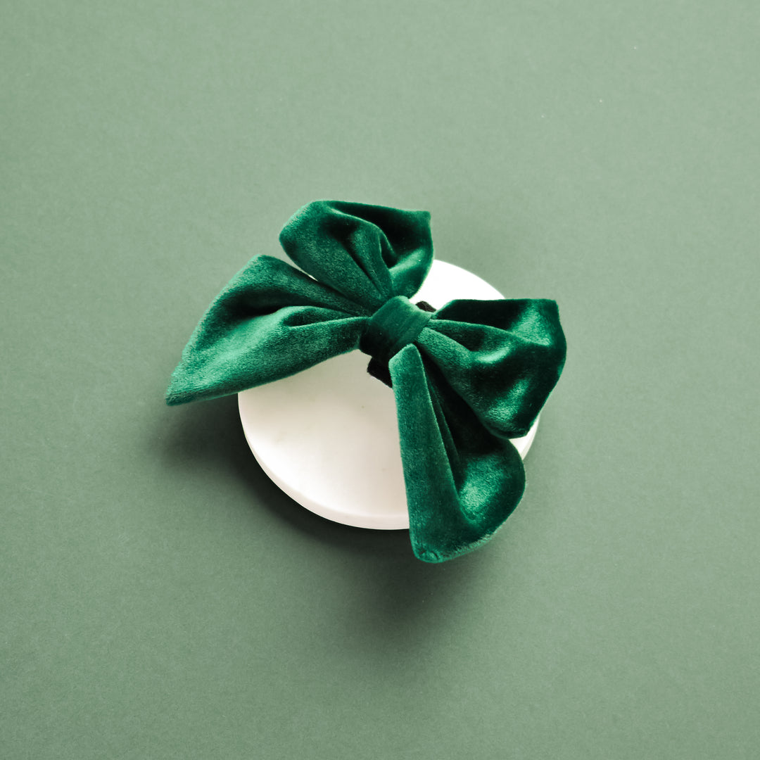 Luxe Velvet Sailor Bow Tie - Forest Green