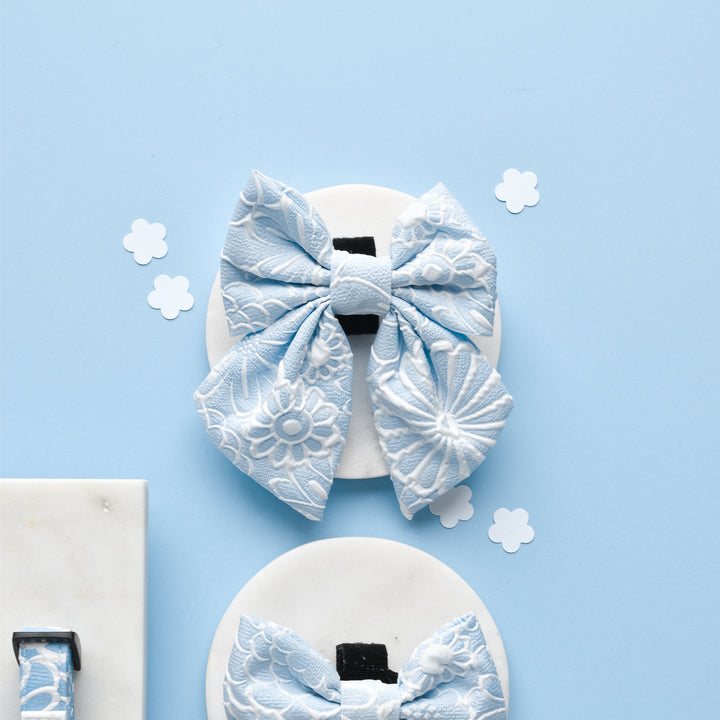 Luxe Sailor Bow Tie - Baby Blue Flower