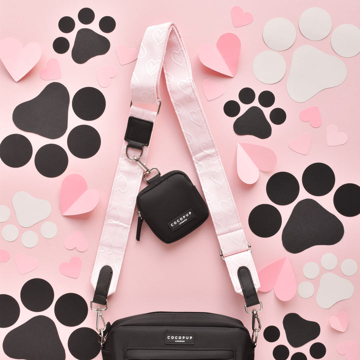 Luxe Dog Walking Black Bag Bundle - Baby Pink Heart