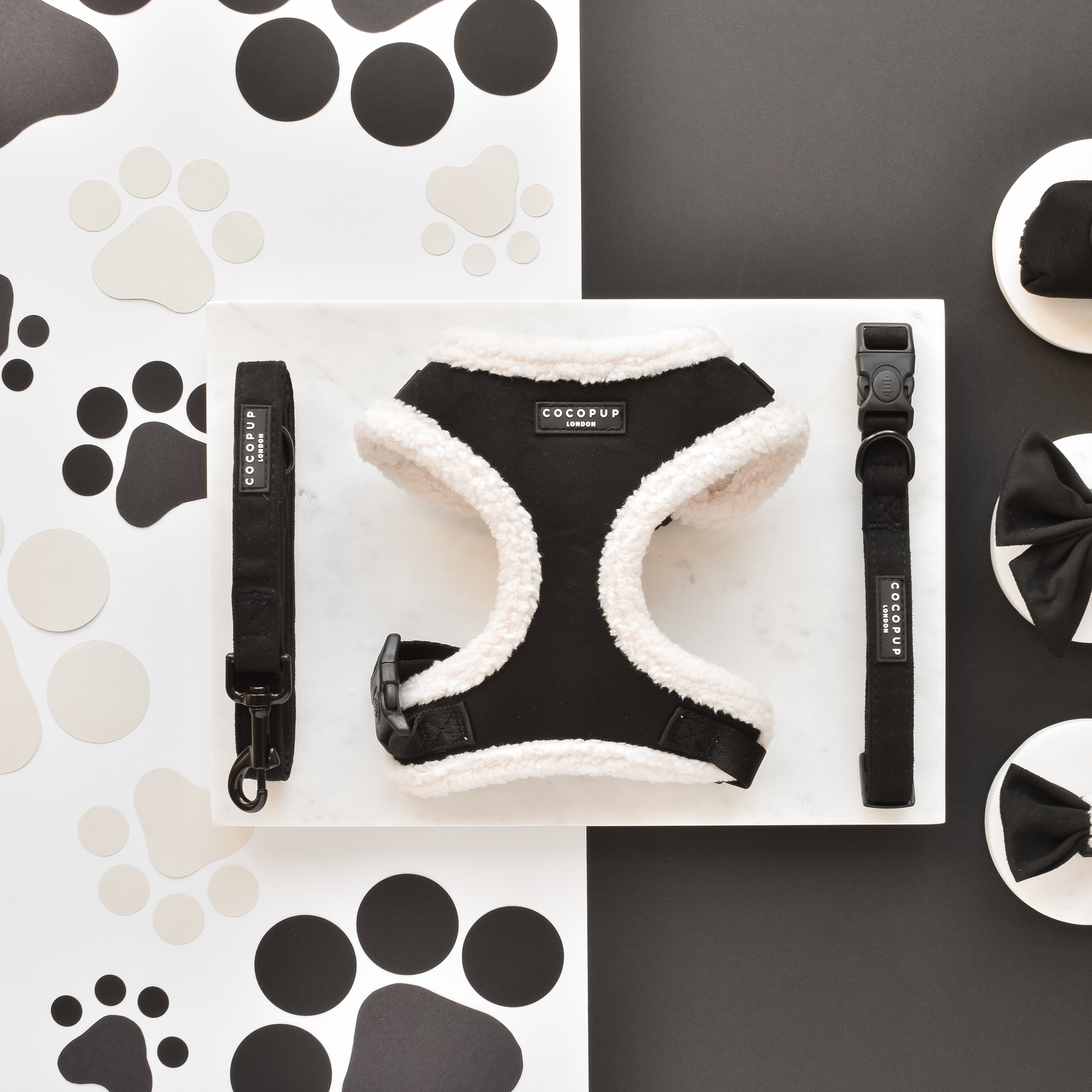 Black Aviator Adjustable Neck Dog Harness | Cocopup London