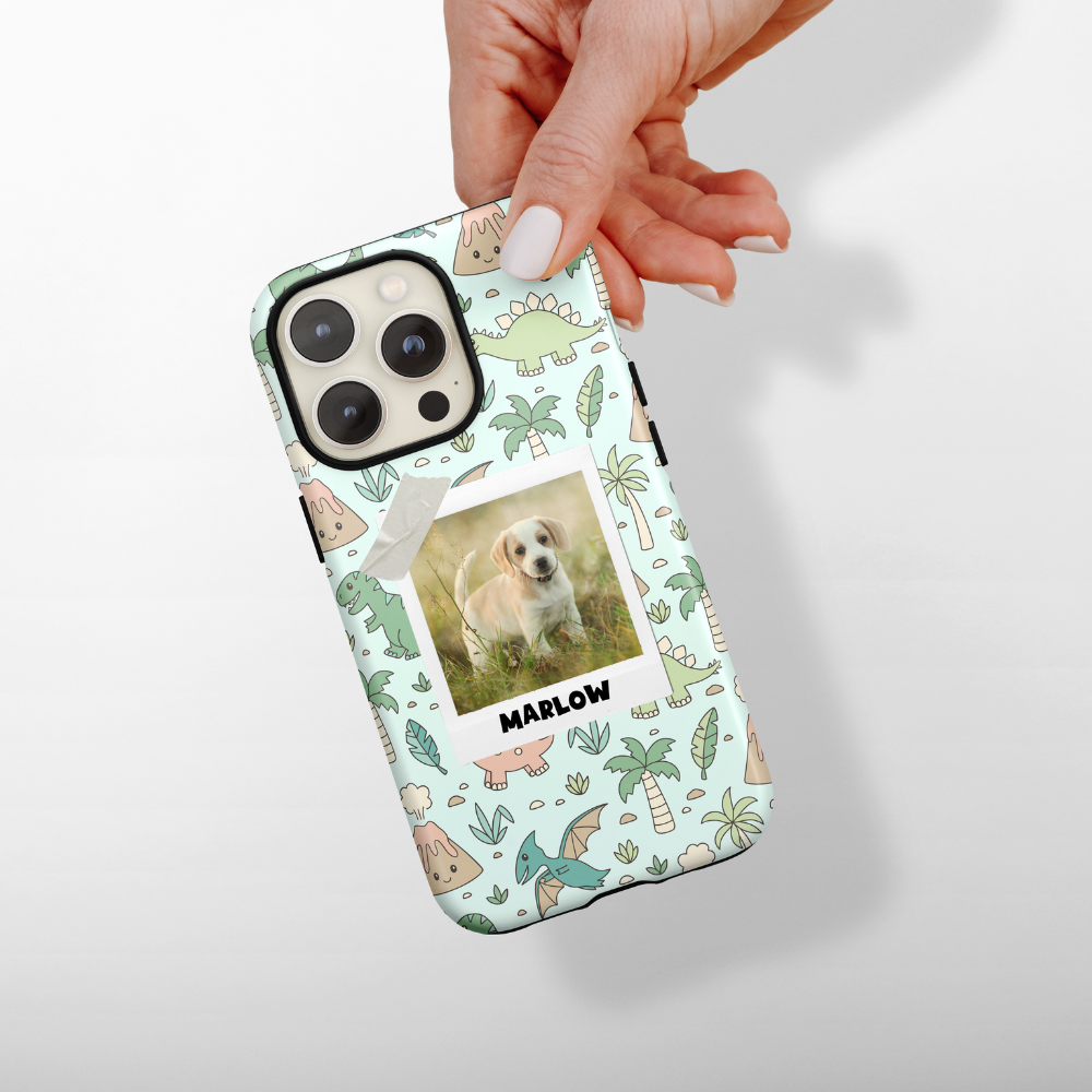 Patterned Personalised Polaroid Dog Phone Case - Upload Your Photo