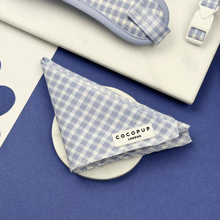 Blue and white checkered, gingham design Dog Bandana.