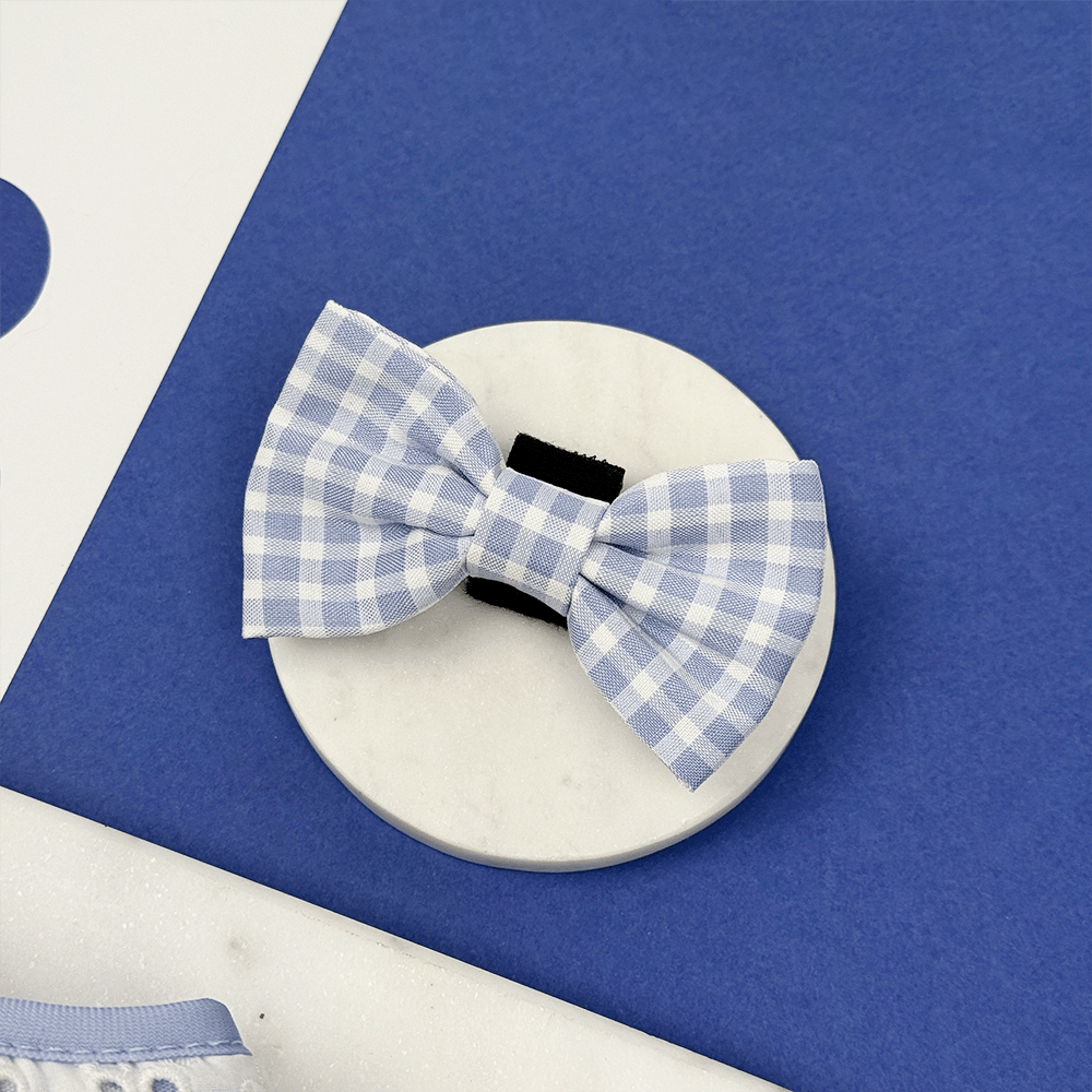 Blue and white checkered, gingham design Dog Bow Tie.