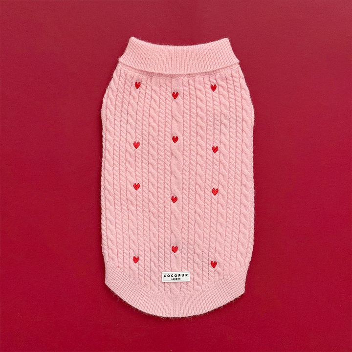 Jumper - Cable Knit Pink Heartstrings