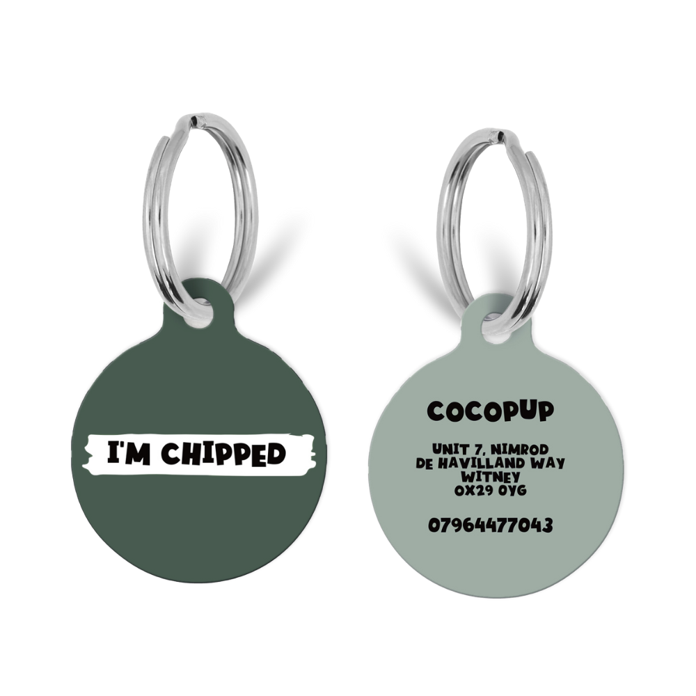 Personalised 'I'm Chipped' ID Tag - Khaki