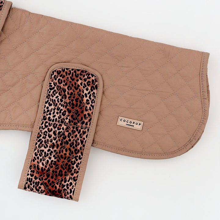 LUXE Quilted Dog Coat - Leopard Pup