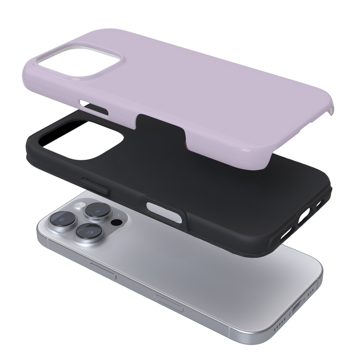 Expanded lilac phone case on a white background