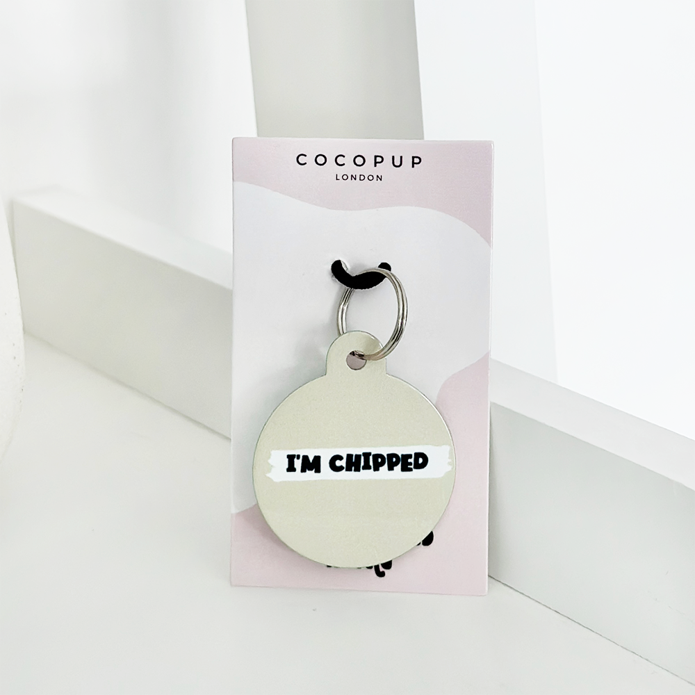 Personalised 'I'm Chipped' ID Tag - Nude