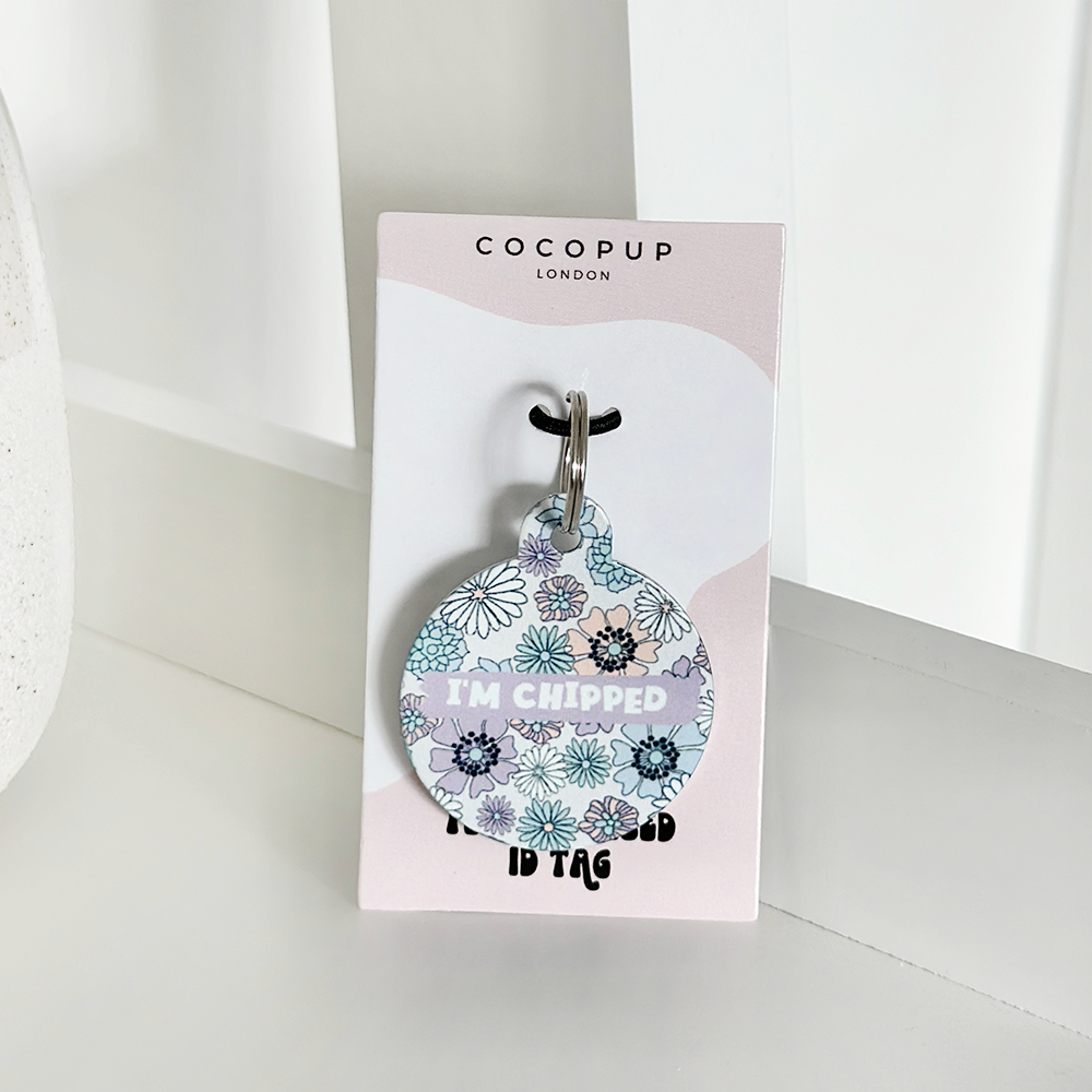 Personalised 'I'm Chipped' ID Tag - Pastel Flowers
