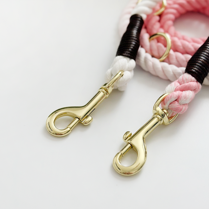 Double Ended Rope Lead - Baby Pink