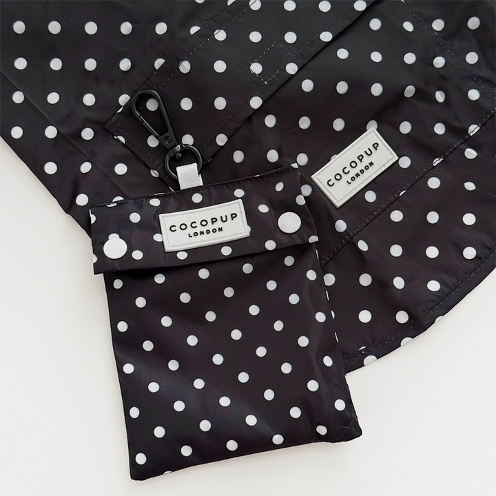 Dog Raincoat - Black Polka Dot