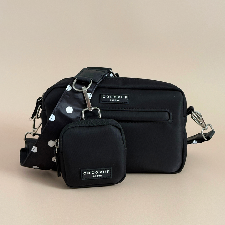 Dog Walking Black Bag Bundle - Satin Polka Dot