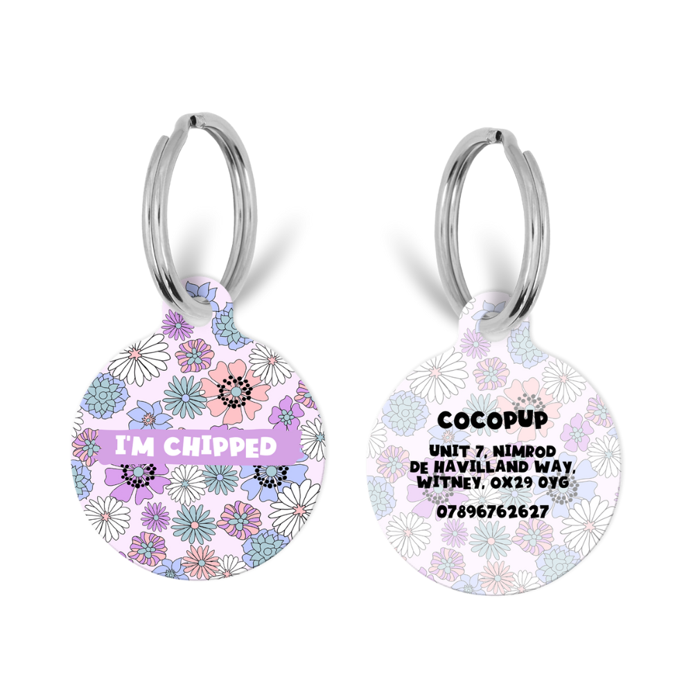 Personalised Text ID Tag - Pastel Flowers