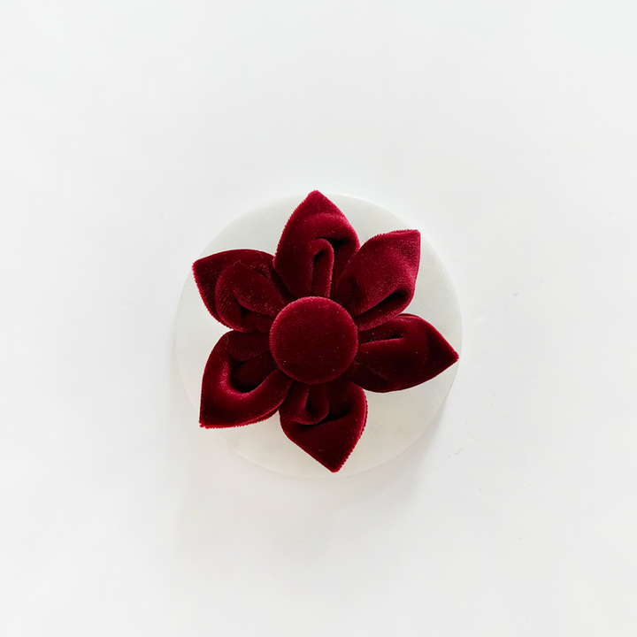 LUXE Velvet Berry Red Collar Flower