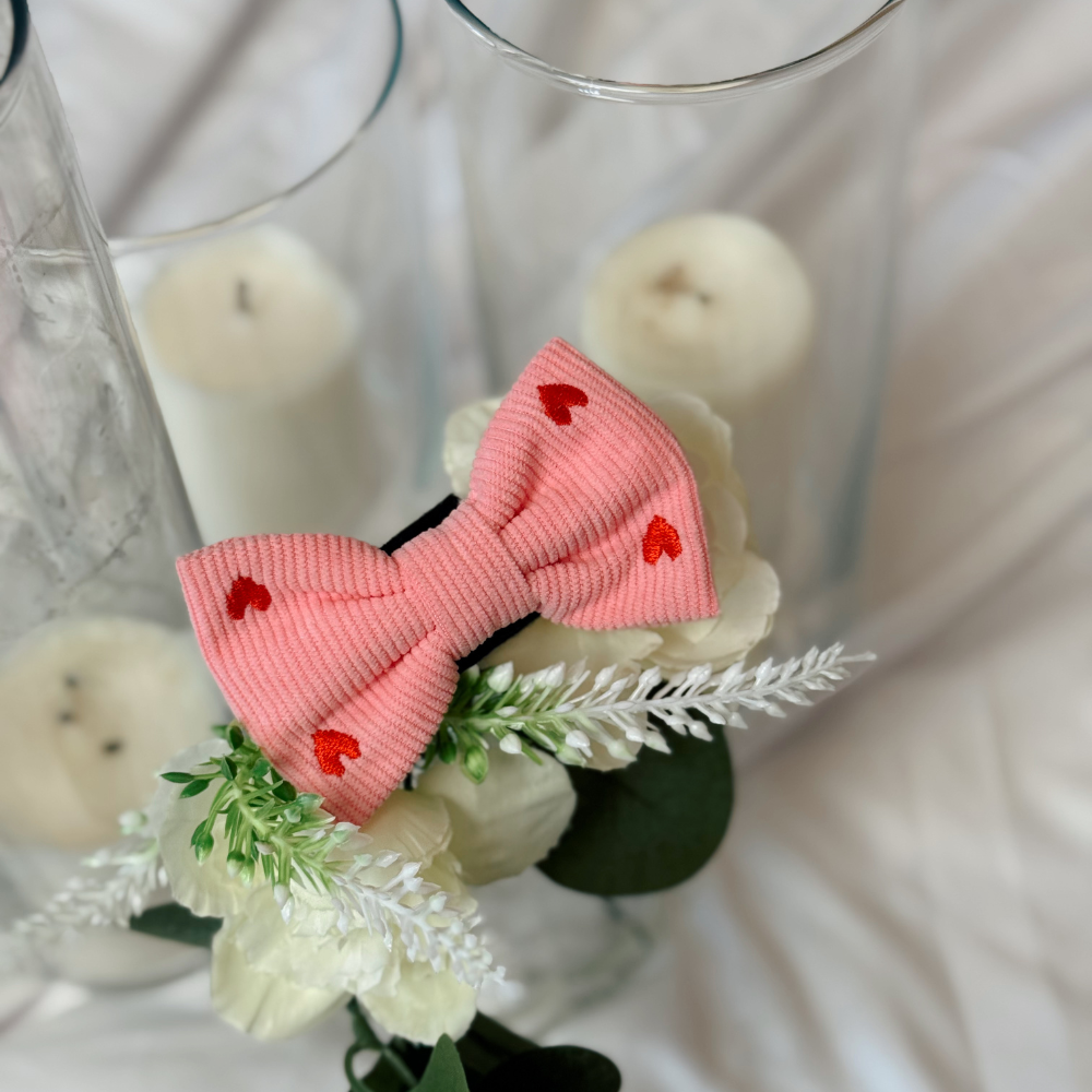 Pink Heartstrings Cord Bow Tie