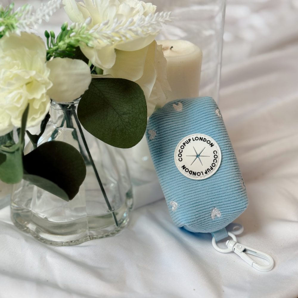 Blue Heartstrings Cord Poop Bag Holder