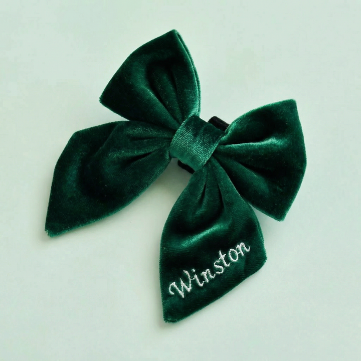 PERSONALISED Velvet Sailor Bow Tie - Forest Green