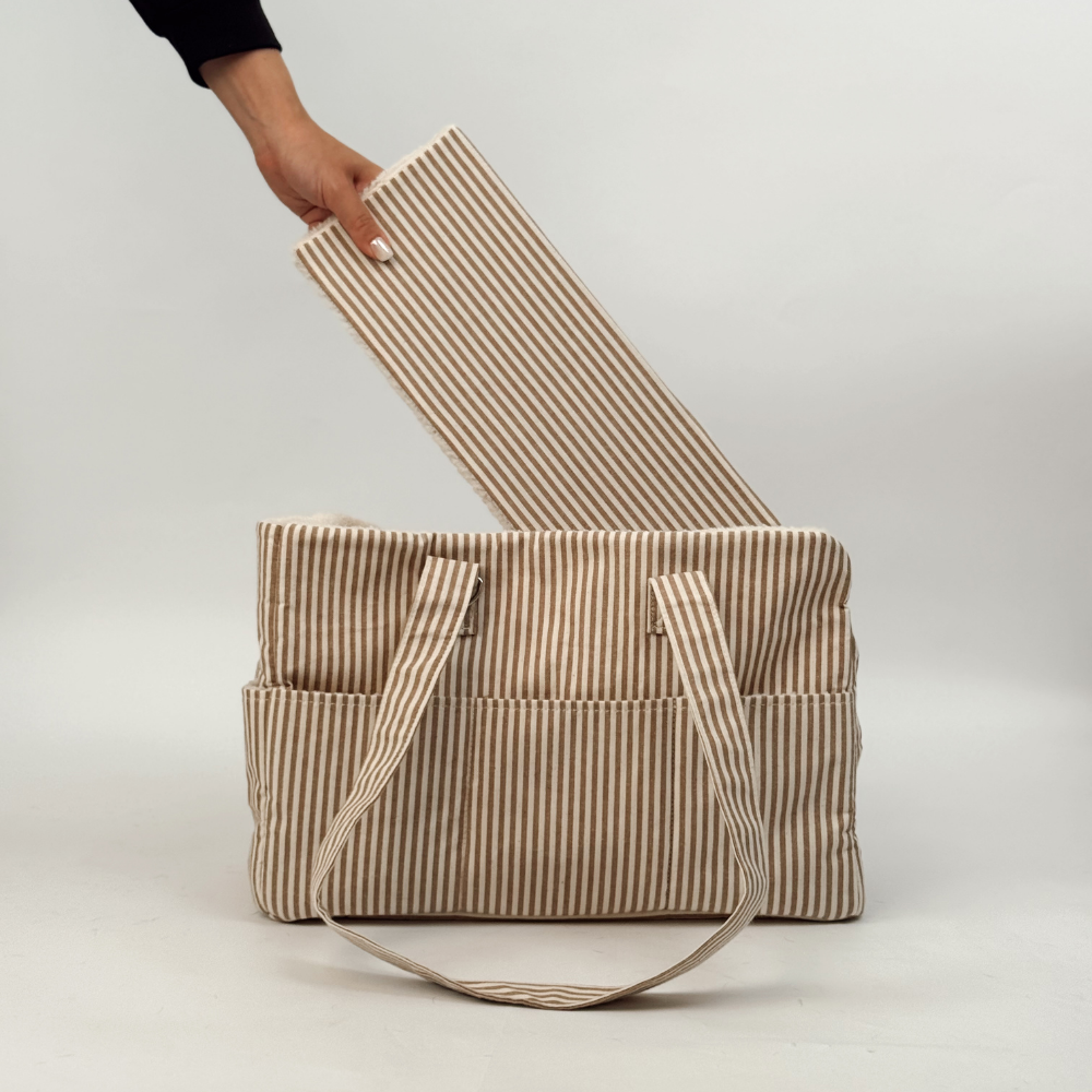 Dog Carrier - London Linen Stripes