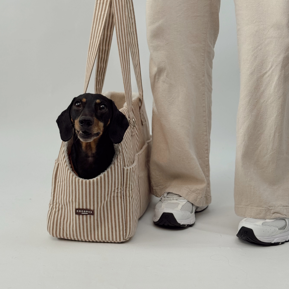 Dog Carrier - London Linen Stripes