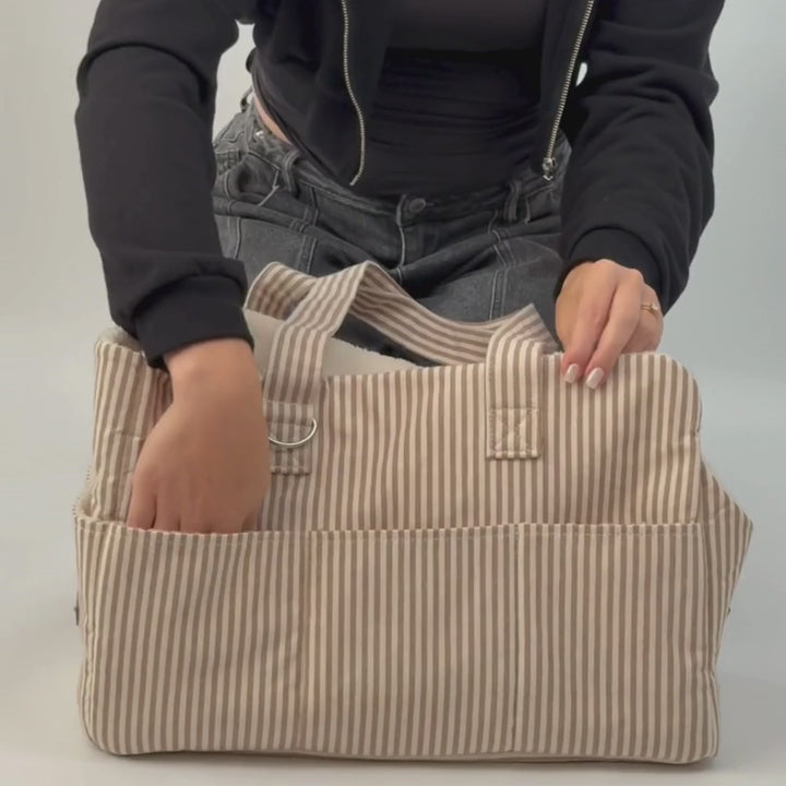 Dog Carrier - London Linen Stripes