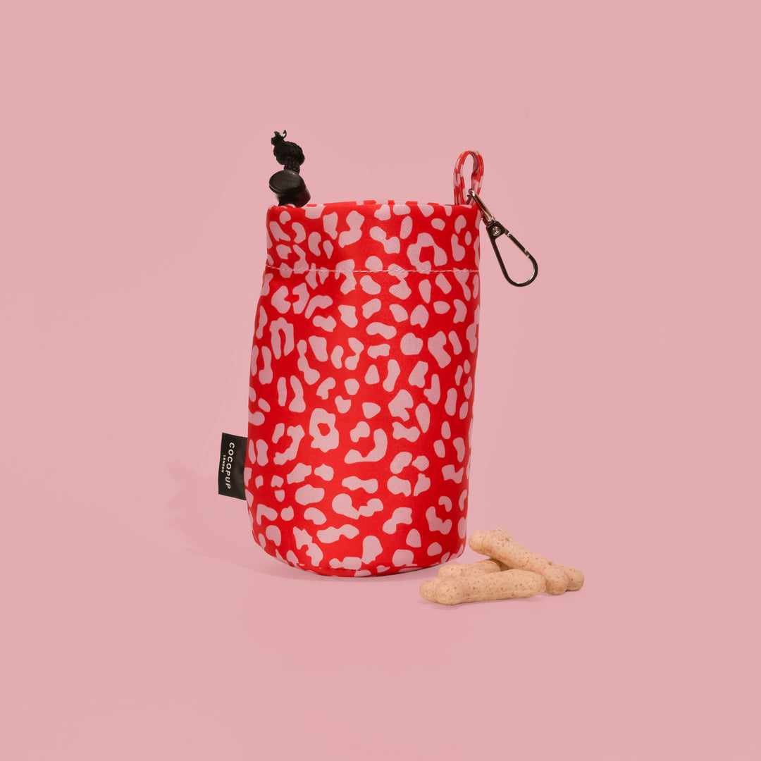 Drawstring Treat Pouch - Red & Pink Leopard