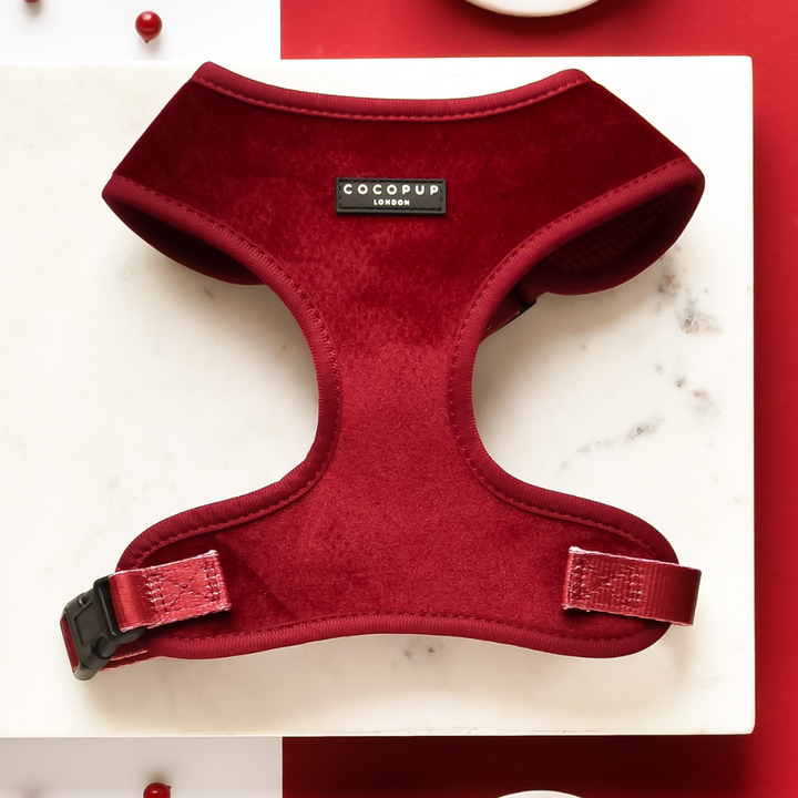 LUXE Velvet Adjustable Neck Harness - Berry Red