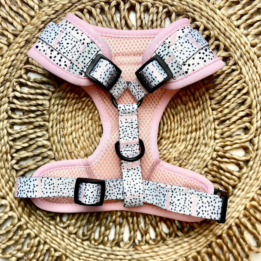 Pink Dalmatian Adjustable Neck Harness